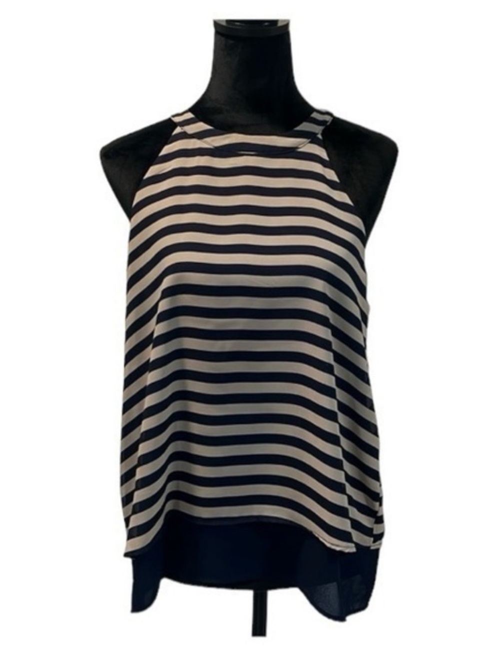 Monteau Navy and cream Striped Halter Camisole